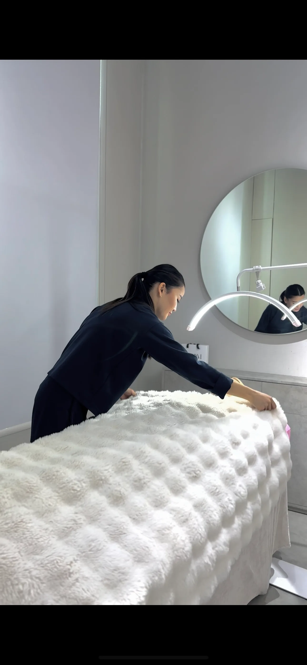 Facial treatment bed at AZIZAM beauty salon in Dubai