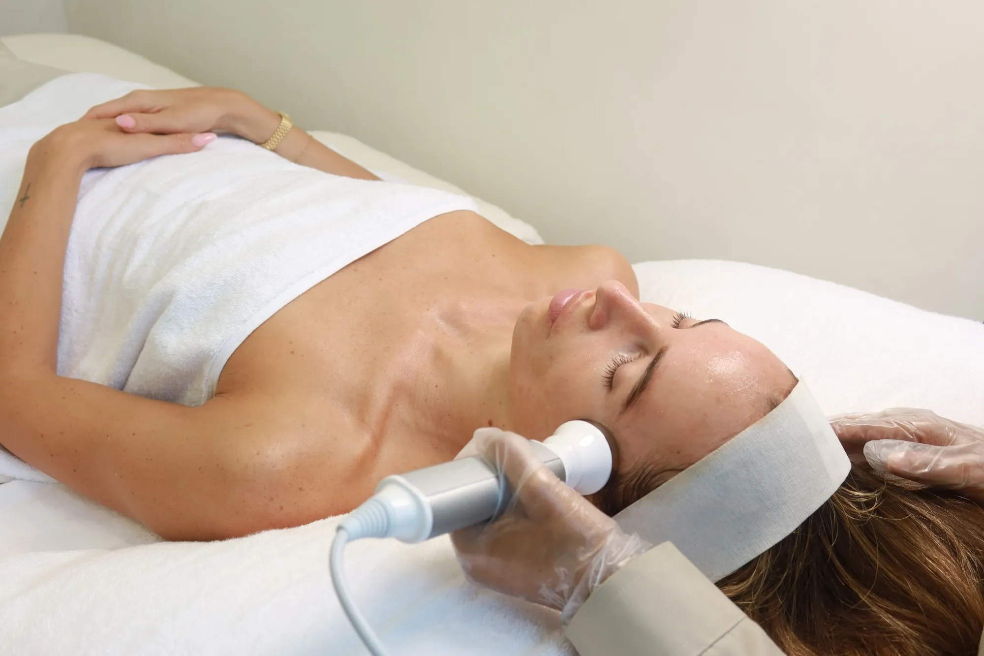 Facial treatment in progress at AZIZAM beauty salon in Dubai