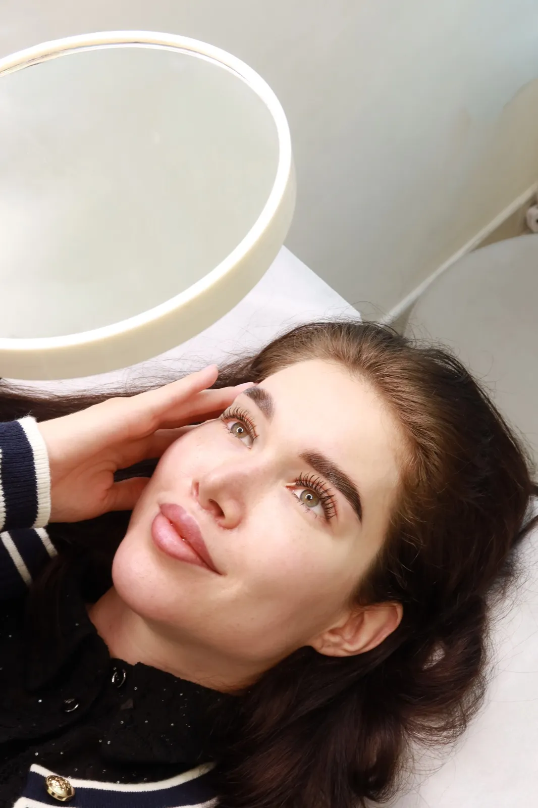 Lash tint at Azizam beauty salon in Dubai — lifted brow and lash result