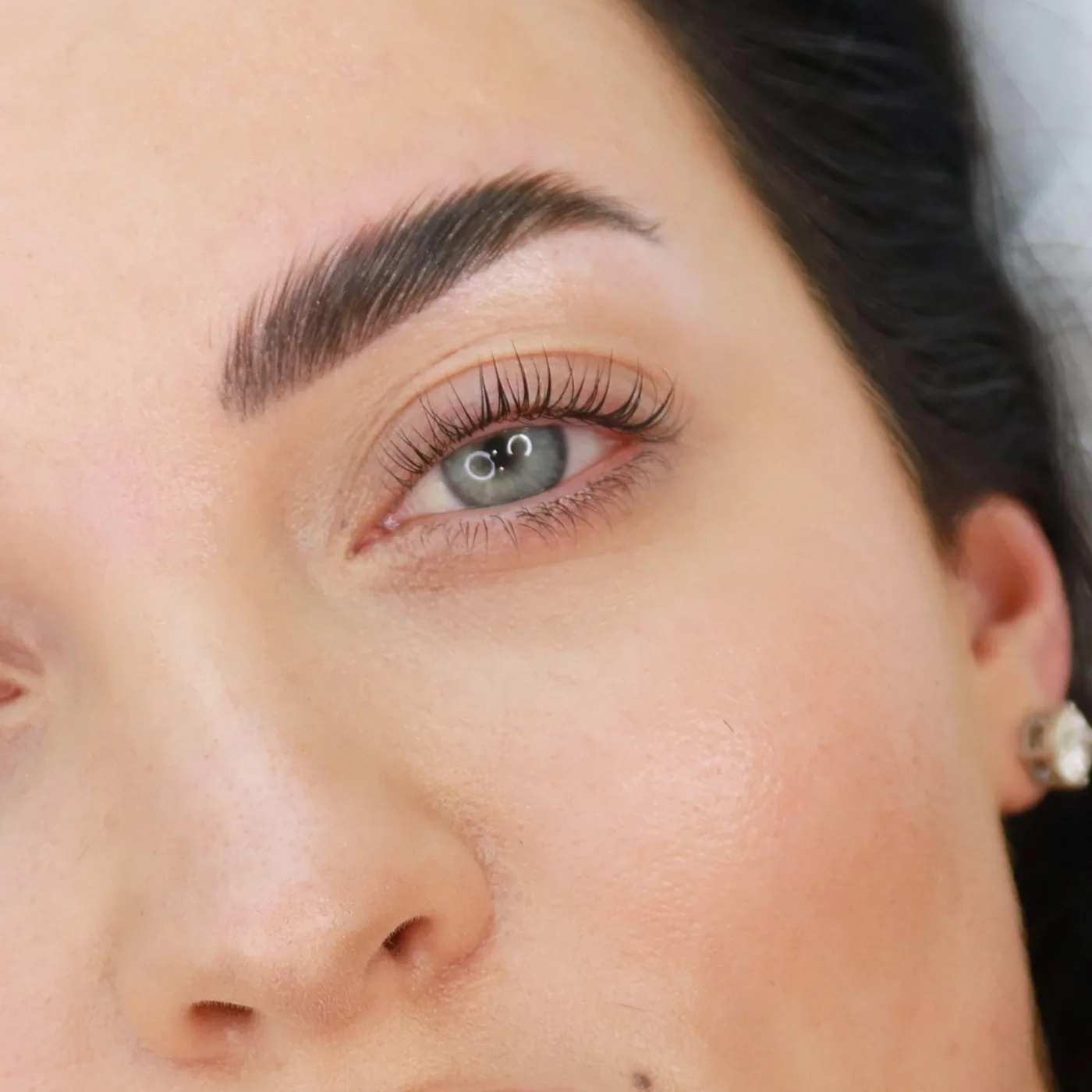 Korean lash lift result in Dubai, softly lifted natural lashes at AZIZAM beauty salon